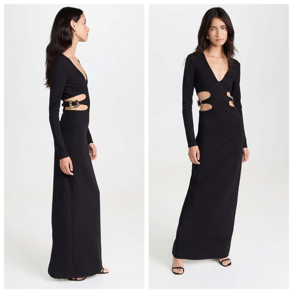 New STAUD Chantal Cut out Dress in Black Womens Long Maxi Gown Size XS